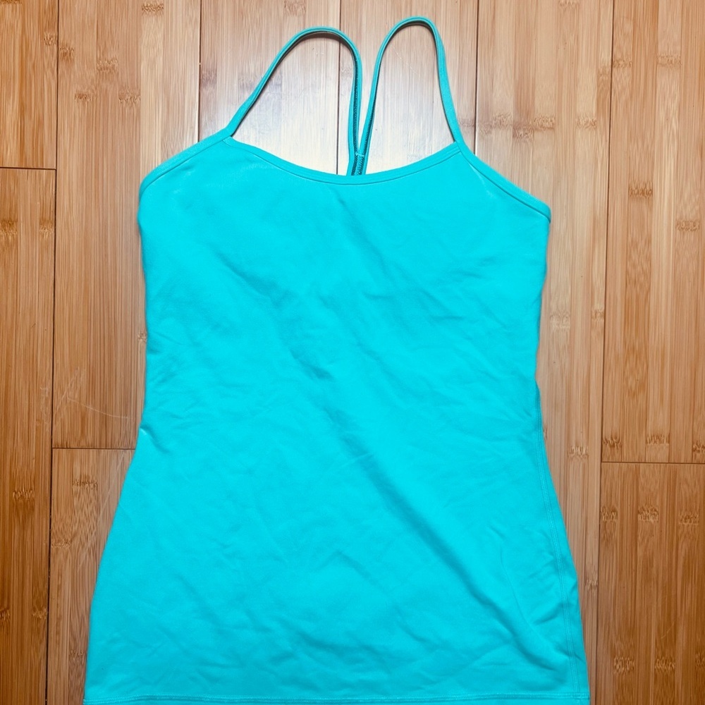Lululemon Turquoise Spaghetti muscle Tee Strap Top Size 8